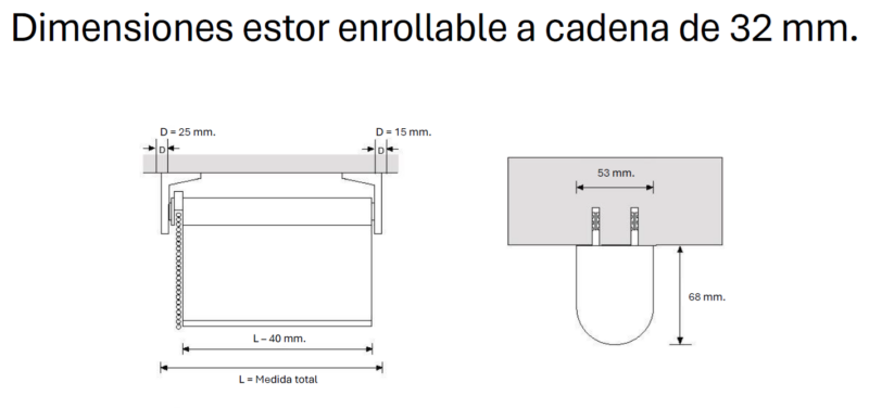 Dimensiones estor enrrollable